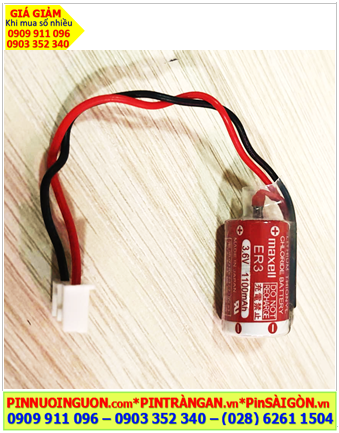 Maxell ER3; Pin nuôi nguồn PLC Maxell ER3 lithium 3.6v 1/2AA 1100mAh _Xuất xứ Nhật (Zắc trắng 3holes)